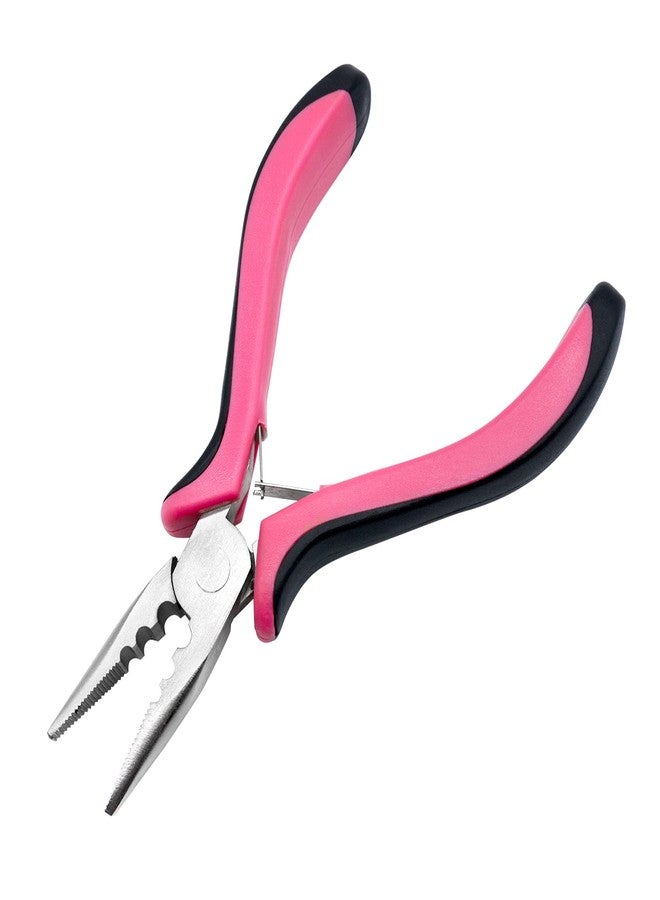 Quacc Hair Extension Pliers 3-Hole Mini Hair Extension Tool for Micro and Nano Ring Hair Extensions (Pink) - Image 1